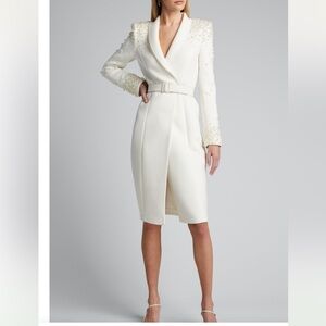 Badgley Mischka Embellished Long-Sleeve Scuba Coat Dress : Sold Out everywhere.